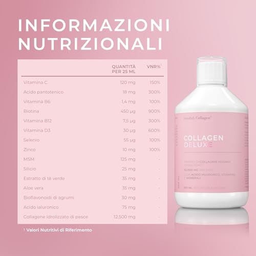 Swedish Collagen Deluxe 500Ml X 3 I Bundle A 8 Settimane I 12500 Mg Di Collagene Marino (Tipo I E Iii) I Acido Ialuronico, Biotina, Vitamina C I Senza Zucchero - 8 Week Supply - 8