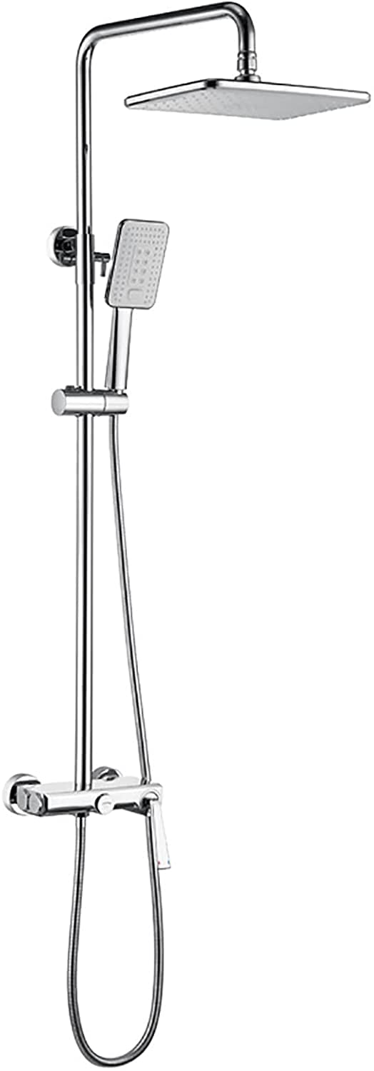 SnamicE Shower System Set with Shower Head Shower Hose Shower Faucet Set Wall Mounted Shower Combo Set Single Handle Rainfall Shower Set with 3 Modes Handheld Shower, Tub Spout,Chrome