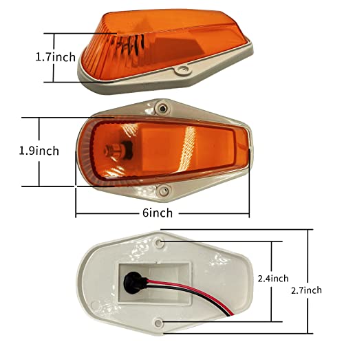 5PCS Cab Lights Compatible with 1973-1997 Ford F-150 F-250 F-350 F-450 F-550 Super Duty Pickup Trucks, Amber LED Roof Marker Light Kit