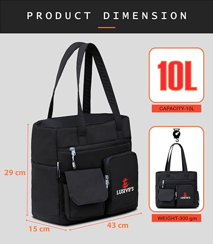 Image of Lusive's Double Pocket Handbag for Women: Stylish, Ideal Companion for Work, Travel, Polyester Material, Spacious 10-liter Capacity, 6 Pockets.