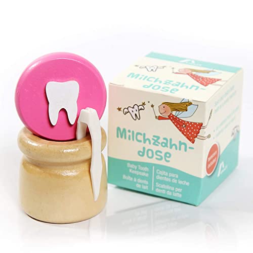Amazy Caja para dientes de leche (Pequeña | Rosa) Incl. pinza y carta del Hada de los Dientes...