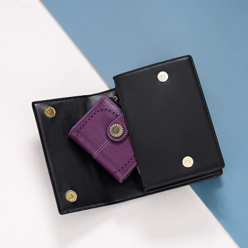 Image of SENDEFN Small Womens Wallet Leather Bifold Card Holder RFID Blocking with Zipper Coin Pocket