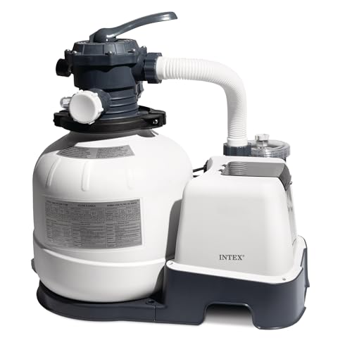 INTEX 2,100 GPH Krystal Clear Sand Filter Pump and Saltwater Pool Chlorine System for Above Ground Pools, Pool Cleaner System with Automatic Timer