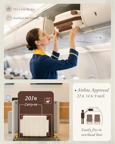 Best Carry On Luggage for International Travel: 13 Options That Actually Fit Airline Limits 6 TAKUMI Carry On Luggage Set 3 Piece ABS+PC Hardshell Suitcases with Duffel Bag Double Spinner Wheels Travel Luggage with TSA Lock Lightweight Suitcase Set(WHITE BROWN, 3 PIECE SET(20/DB/TB))