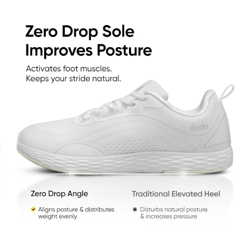 Image of Frido Active Walking Shoes for Men & Women | Lightweight Breathable Mesh Upper | Zero-Drop Sole with Wide Toe Box for Natural Movement | Cushioned Comfort Lace-Up Sneakers