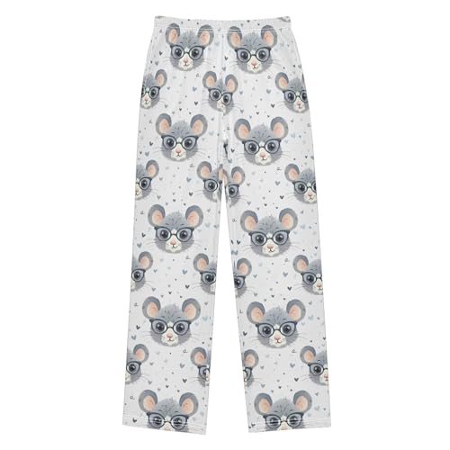 Cute Mouse Long Pajama Pants Elastic Waist PJ Bottoms with Pockets S A1134302