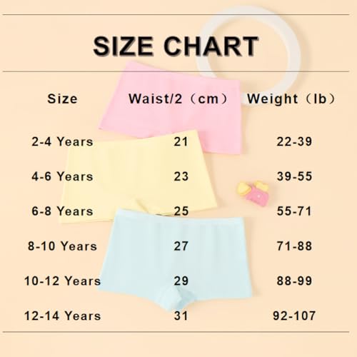 Girls Cotton Underwear Kids 12 Packs Toddler Boyshort Panties 2-14 Yrs2