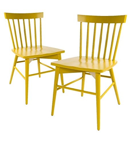 Image of APRODZ Mango Wood Dining Chairs Only | Wooden Set of 2 Dinning Chair for Kitchen & Dining Room Chair for Cafeteria Living Room Home, Bedroom, Cafe and Hotels (Yellow)