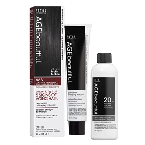 Image of AGE beautiful Permanent Hair Color Cream, 100% Gray Coverage Hair Dye with Biotin Anti-Aging Formula for Fuller, Thicker Hair, Professional Salon Quality
