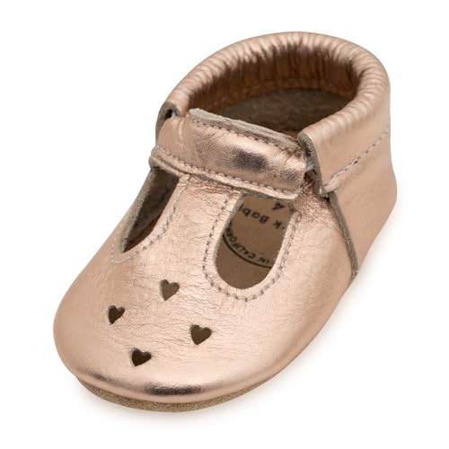 Image of BirdRock Baby Mary Jane Moccasins - Genuine Leather Soft Sole Baby Girl Shoes for Newborns, Infants, Babies, and Toddlers