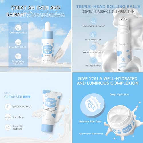 Milk Skin Care Sets & Kits - Teenage Girls Gifts - Milk Skincare Set for Teen Skincare - Gifts For Women - Travel Skincare Set Daily Face Care - Deep Hydrating Smoothing 23PCS - Image 5
