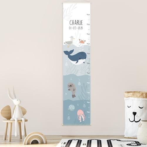 Bienmarquer - Toise Murale Personnalisée pour Bébé/Enfant - Toise de Croissance Personnalisable avec un Prénom - Règle de Hauteur Permettant de Mesurer la...