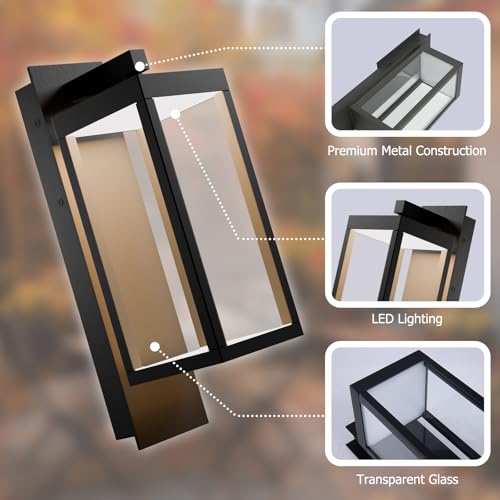 Image of Outdoor Wall Light Fixtures, Outdoor Light Fixtures Wall Mount, Wall Sconce Lighting with Led Bulbs, Anti-Rust Modern Matte Black Outside Lights for Patio Front Door Entryway Garage