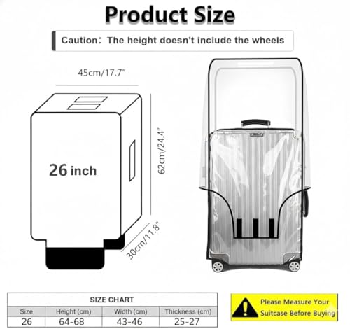 Image of HomeCloud 26-Inch Trolley Bag Cover /Suitcase Protector | Zippered Clear PVC Luggage Cover | Waterproof & Dustproof Storage & Travel Protection (Transparent, 26 inch Pack of 1)