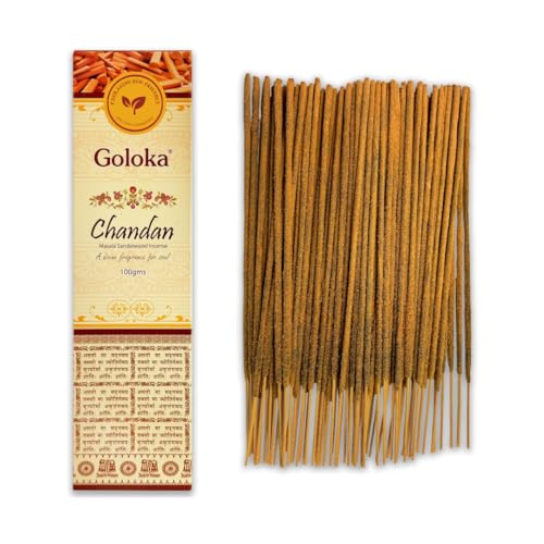 Varillas de Incienso Goloka Chandan - 1 Paquete de 100 g (70-90 Varillas) - Aromaterapia - Meditación - Yoga - Packaging EcoFriendly