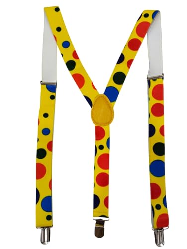 Image of BookMyCostume Adjustable Elastic Y-Back Style Unisex Suspenders in Joker Look for Kids & Adults - Fancy Dress Costume Accessory with Strong Metal Clips