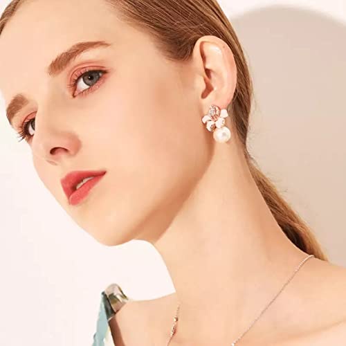 Crystal Pearl Plated Stud Earrings