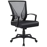 Furmax Office Chair Ergonomic Computer Desk Mesh Chair Mid Back Swivel Lumbar Support with Armrest (1, Black)