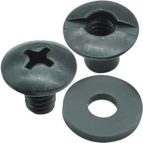 Black Chicago Screw - Thru Hole Binding Post Kit 1/8, 1/4, 3/8, 1/2 Inch Machine Screw Fasteners + Rubber Washers, QuickClipPro Kydex Leather Holster Sheath (1/4" - 10 Pack) Cover