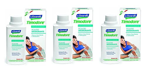 Ciccarelli Timodore Polvere Deodorante, azione Assorbente e Antisudore - 3 confezioni da 250gr l'unai