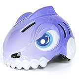 FUNWICT Casco Bicicleta Niño 3D Animados Casco Bici para Niños y Niñas de 3-8 Años Ajustable Casco Bici Bebe con Juego Protectores para Bicicleta, S: 50-54 cm)