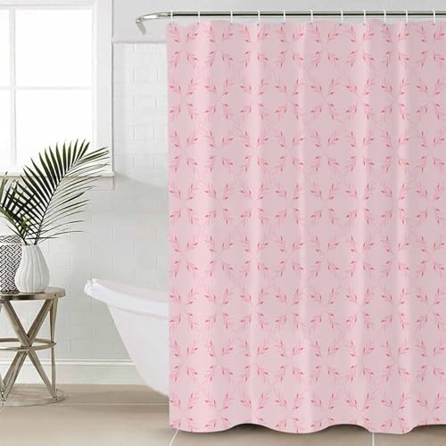 Pink Diamond Plaid Shower Curtain Set with Hook 66" x