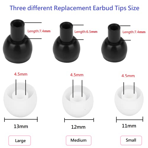 Image of Earbud Tips Soft and Comfortable Headphone Ear Tips Ear Bud Replacement Pieces Silicone Fit Most in-Ear Headphones,Inner Hole 3.8mm -5.5mm,18 Pairs White S /M /L Replacement Earbud Tips