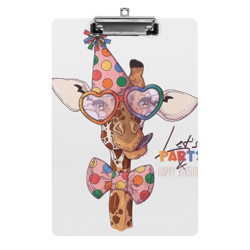 Planchette à pince A4 girafe mignonne porte document avec clip rigide
