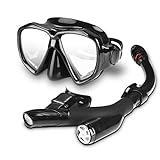 Sicherheit und Komfort: Ergonomisches Design und Taucherbrille bieten die größte Unterwassersicht beim Schnorcheln und Tauchen. Schnorchelmaske mit schnorchel besteht aus gehärtetem glas mit einer guten schlagzähigkeit. Das schnorchelmundstück besteht aus lebensmittelqualität silikon.Flexible maskenschnalle mit schnellverstellungs system, taucherbrillen sind sehr bequem und werden nicht zu viel druck auf ihre Gesichter ausüben.