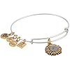 Alex-and-Ani-Womens-Charity-by-Design-Sunflower-II-Two-Tone-Bangle-Bracelet Alex and Ani Tokens Expandable Bangle for Women, Sunflower Charm, Two-Tone Finish, 2 to 3.5 in