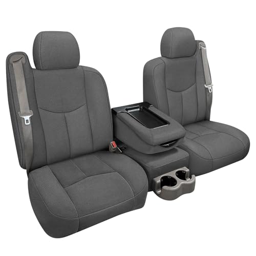Front Seat Covers Replace for 1999-2006 Chevy Silverado 1500 and GMC Sierra 1500, Knitted Fabric Composite Soft Foam Lining Airmesh Breathable Seat Cover
