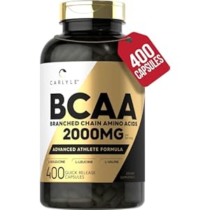 Carlyle BCAA Capsules | 2000mg | 400 Powder Pills | Amino Acids Supplement Blend | for Women and Men | with L-Isoleucine, L-Leucine, L-Valine | Non-GMO and Gluten Free