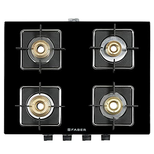 Faber Glass Top 4 Burner Gas Stove (Hob Cooktop Pearl 4BB BK) with Jumbo Burner, Diamond Coated Pan Support, Manual Ignition, Black - Image 4