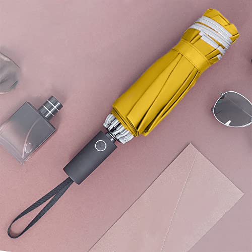 Genmai Soeasy Umbrella For Rain, Windproof Travel Compact Folding Car Umbrella, Light Automatic Portable Backpack Large Reverse Uv Protection Sun Umbrella,Big Yellow Umbrella For Women And Men #TOP5