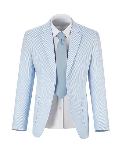 Bofan Seersucker Boys Suit Jackets Striped Blazer for Kid Boy Summer Beach Sports Coat Wedding Tuxedo Outfit4