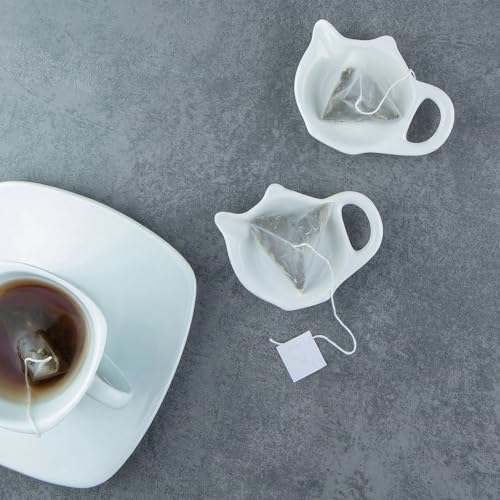 Elsjoy 12 Pack Ceramic Tea Bag Holder Plates, Teapot Shaped Tea Bag Coaster for Used Tea Bag, Small Tea Bag Dish Set, Afternoon Tea Accessories by Elsjoy - Image 7