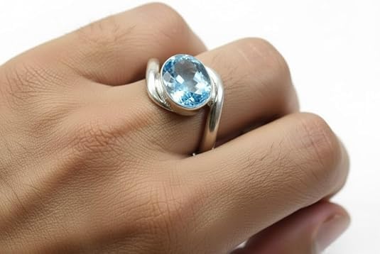 Image of 55Carat Choose Your Color Natural Gemstone Silver Statement Rings for Gift Corssover Style Size 5 to 12