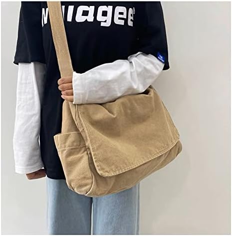 YILCER Canvas Crossbody Bag for Women Girls, Canvas Shoulder Bags Aesthetic Messenger Bag Hobo Tote Bag For School Travel Casual Daily