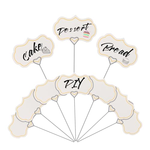 Cheese Labels Markers for Charcuterie Board Cupcake Toppers Appetizer Signs, Buffet Label Food Tags Blank with Heart-Shaped Steel Picks for Birthday Wedding Party Decor (White 40PCS)