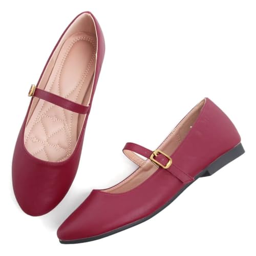 Image of TN TANGNEST Leather Flats for Women Retro Mary Jane Flats