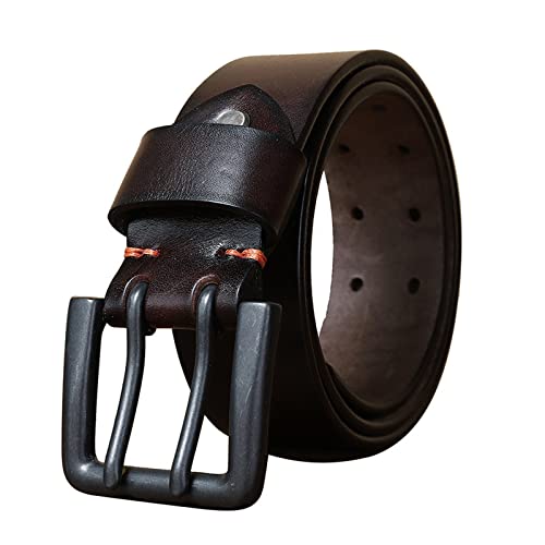 SEFAX Leather Men's Work Belt - Leather Double Prong Belts for Work Business and Casual (Size : 47