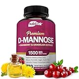 NutriFlair D Mannose 1200mg, 120 Capsules - with Cranberry and Dandelion Extract - Natural Urinary Tract Infection, UTI Support - Best DMannose Powder - Flush Impurities, Detox Body, for Women and Men