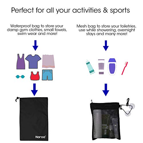 Naroa Waterproof Multifunctional Toiletry Shower Bag for Gym, Travel, Business and Foldable Portable Hanging Bathroom Mesh Caddy with Wet & Dry Storage Suction Hook Tote for Men Women2