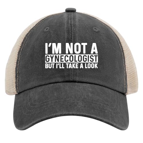 Qioesotry I'm not a Gynecologist but I'll take a Look Trucker Hat Women Vintage Mesh Cap for Summer Black