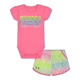 Under Armour UA PRINTED WOVEN SHORT SET, FLUO PINK GRADIENT, 3-6 Months