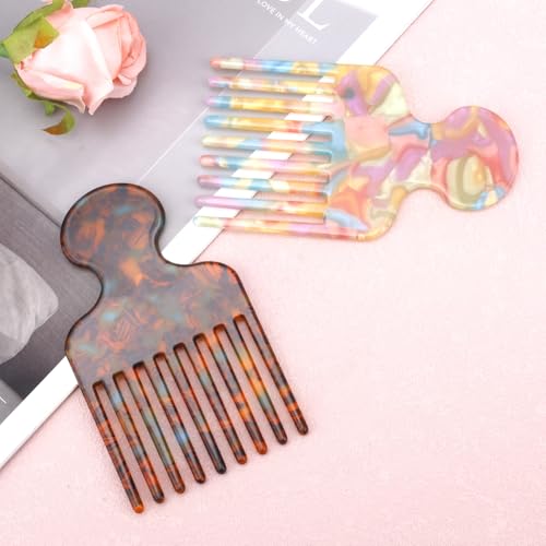 Peine de dientes anchos para cabello rizado, 2 piezas miniatura 3