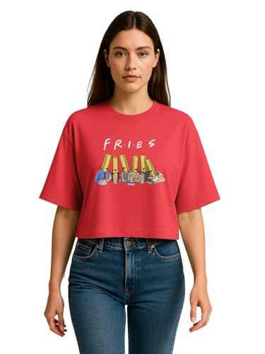 Image of HELLCAT Beige Printed Loose Fit Crew-Neck Crop T-Shirt for Women