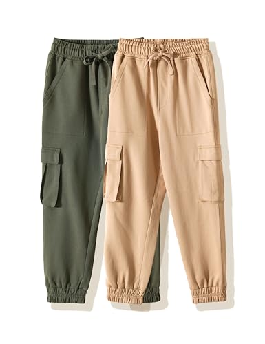 Image of Amazon Brand - Symbol Kids Boys Cotton Blend Solid Cargo Track Pant