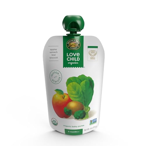 Love Child Organics Superblends Apples, Spinach, Kiwi + Broccoli Puree, 4 oz (Pack of 1), Non-GMO, by Nature's Path