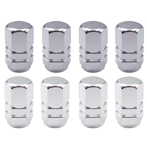 8 Stück Aluminium Reifenventilkappen Metall Auto Staubkappen für Autoreifen Universal Reifenventilkappen Autokappen mit Dichtung für Motorrad, LKW, Fahrrad, Elektroroller, Kinderwagen (grau, silber)